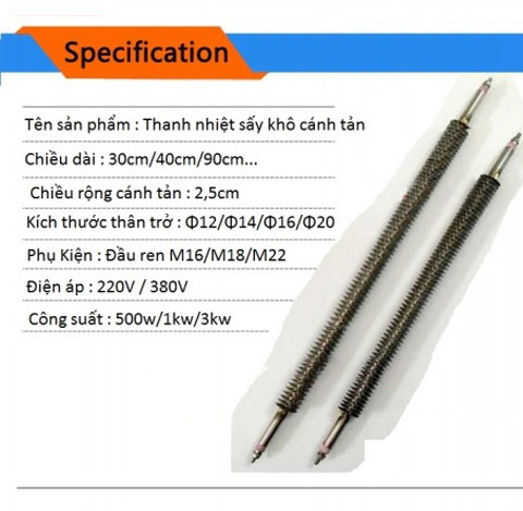 THANH NHIỆT SẤY KHÔ CÁNH TẢN THẲNG